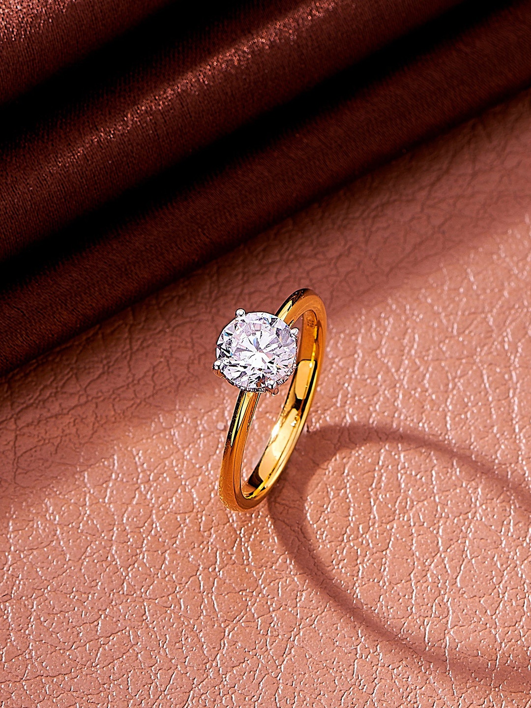 

Nipura 925 Sterling Silver Gold-Plated Solitaire Classic Finger Ring