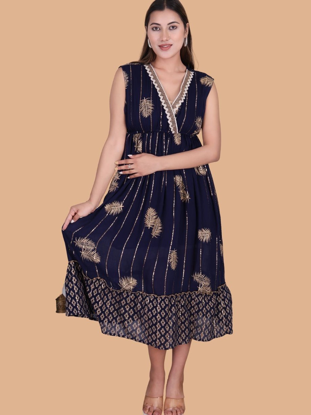 

Moda Rapido Print Crepe Maxi Dress, Navy blue