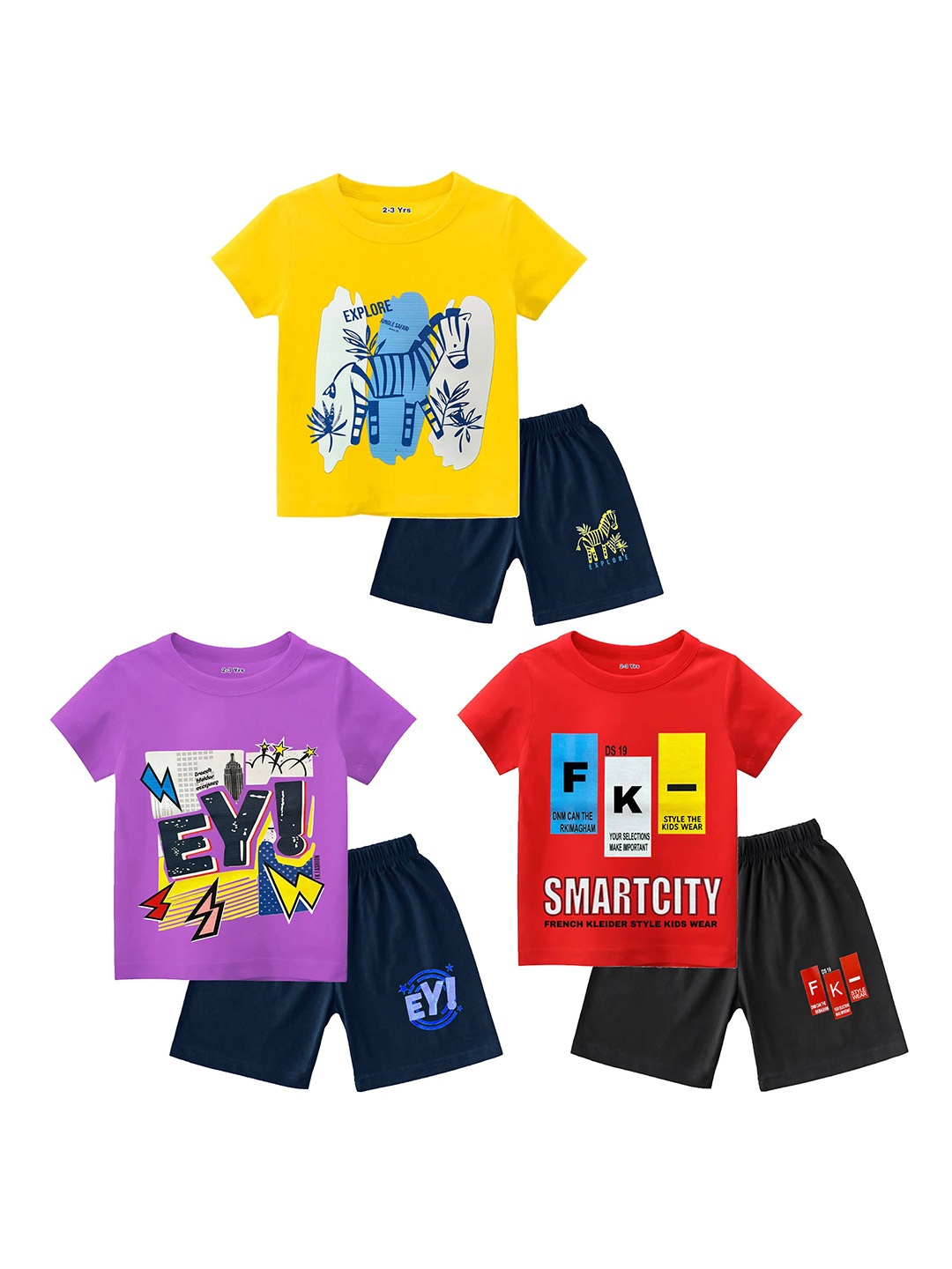 

BAESD Boys Printed T-shirt with Shorts, Red