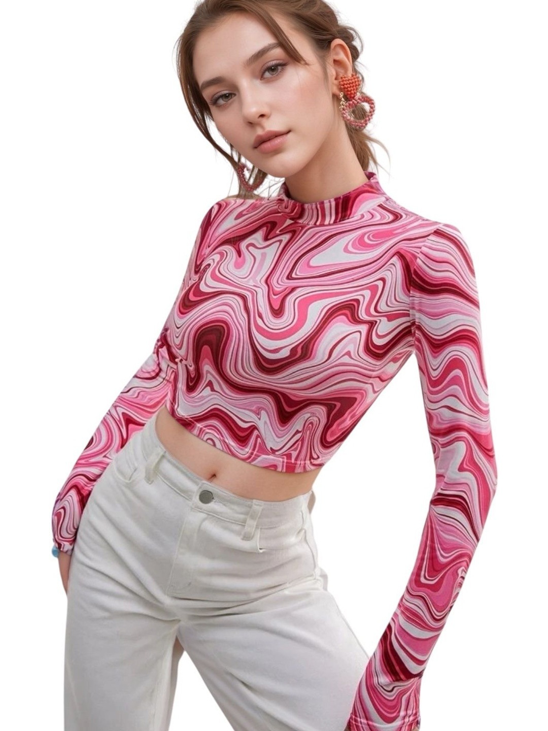

NiloBerry Print Crop Top, Pink
