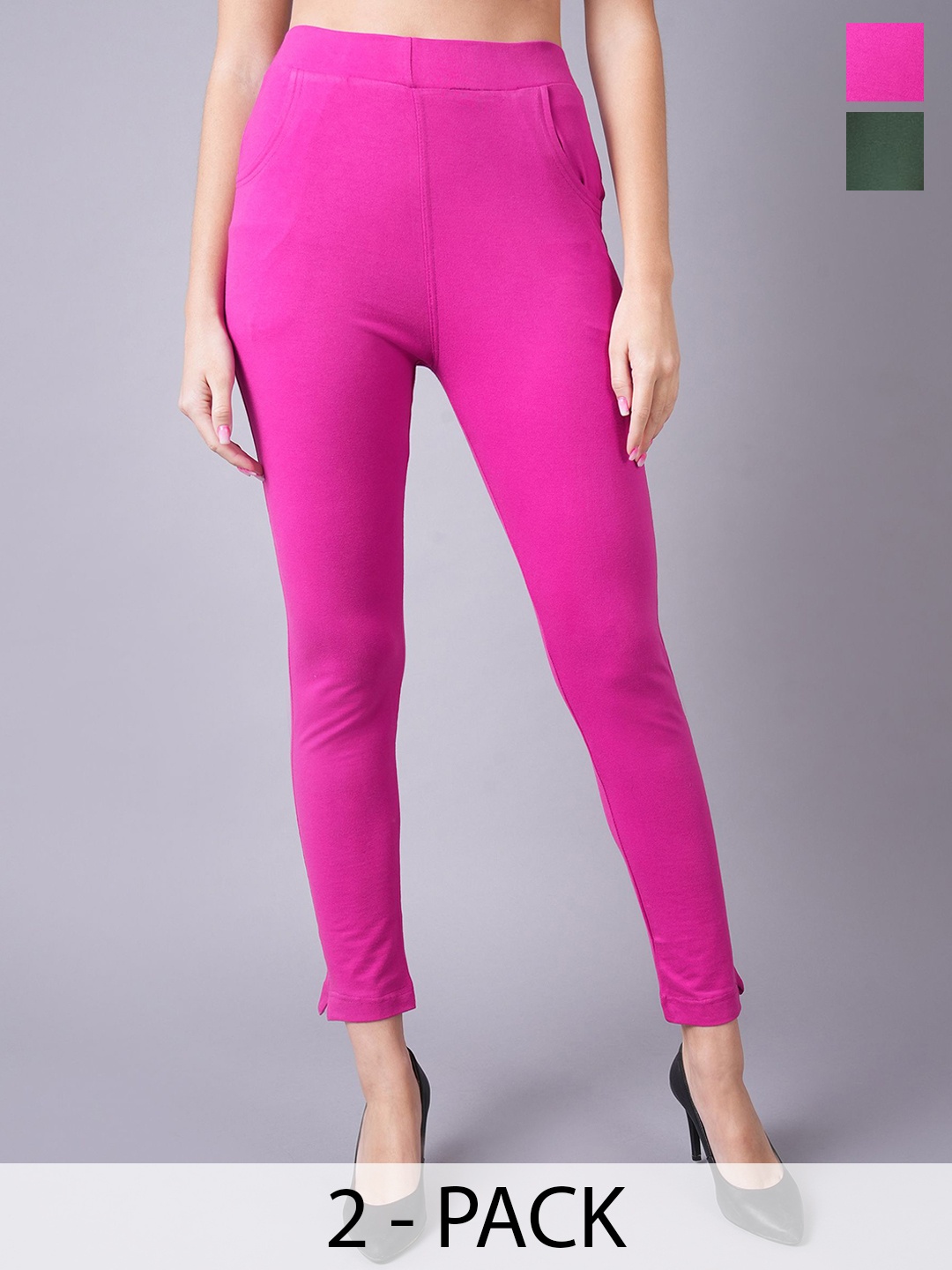 

Valles365 by S.C. Pack Of 2 Plus Size Cotton Ankle Length Leggings, Magenta