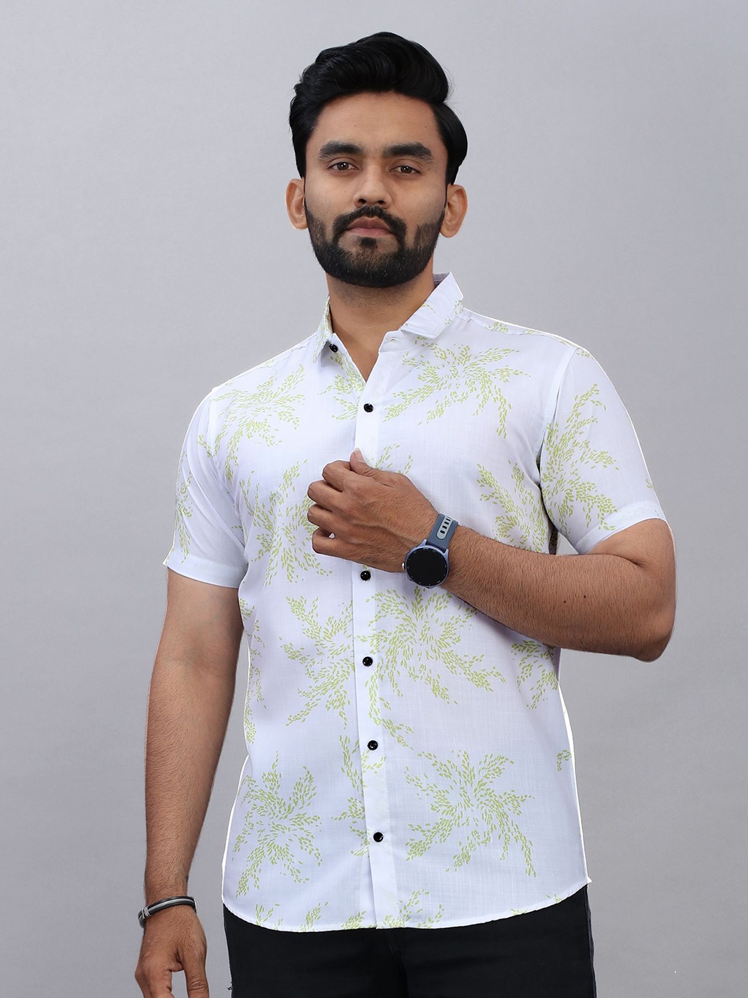 

STI Men Classic Opaque Printed Casual Shirt, Sea green