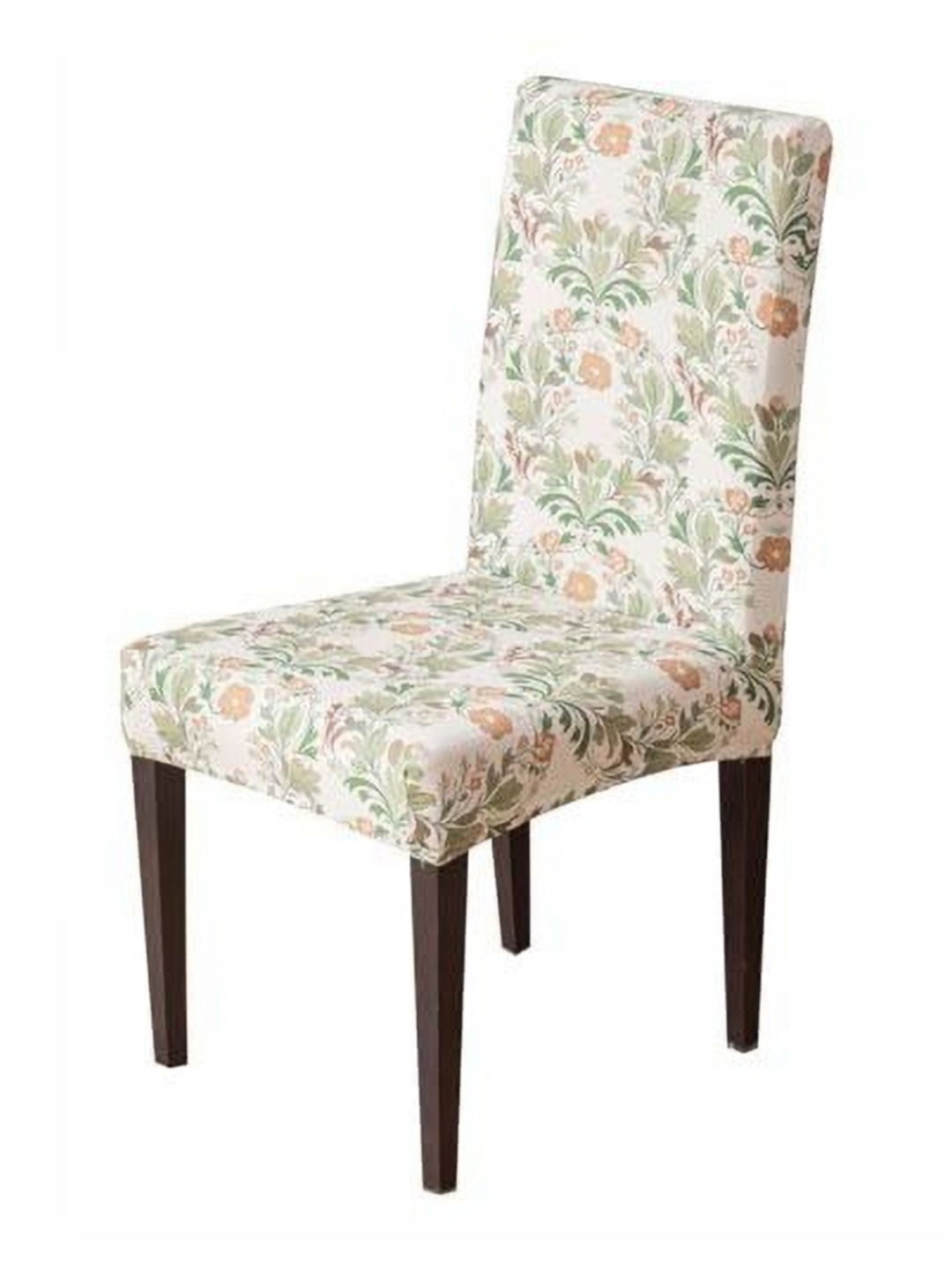 

HOUSE OF QUIRK Beige & Green Printed Stretchable Washable Short Dining Chair Cover
