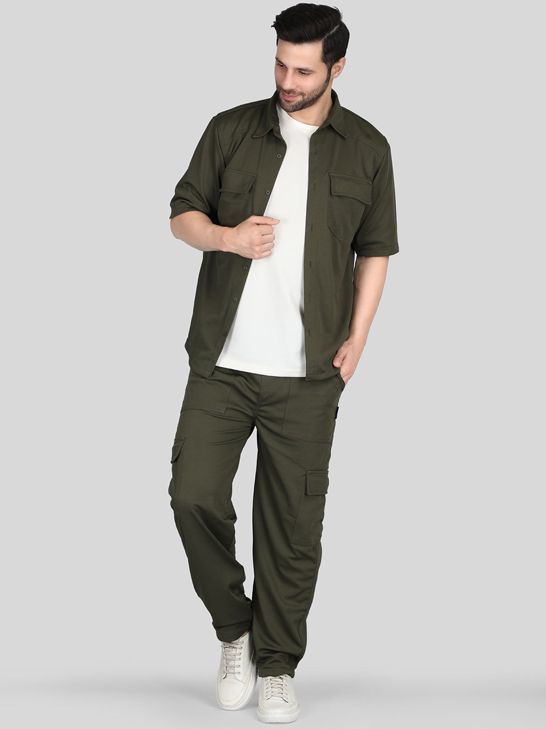 

Raxedo Men Airport Summer Co-Ord Set, Olive