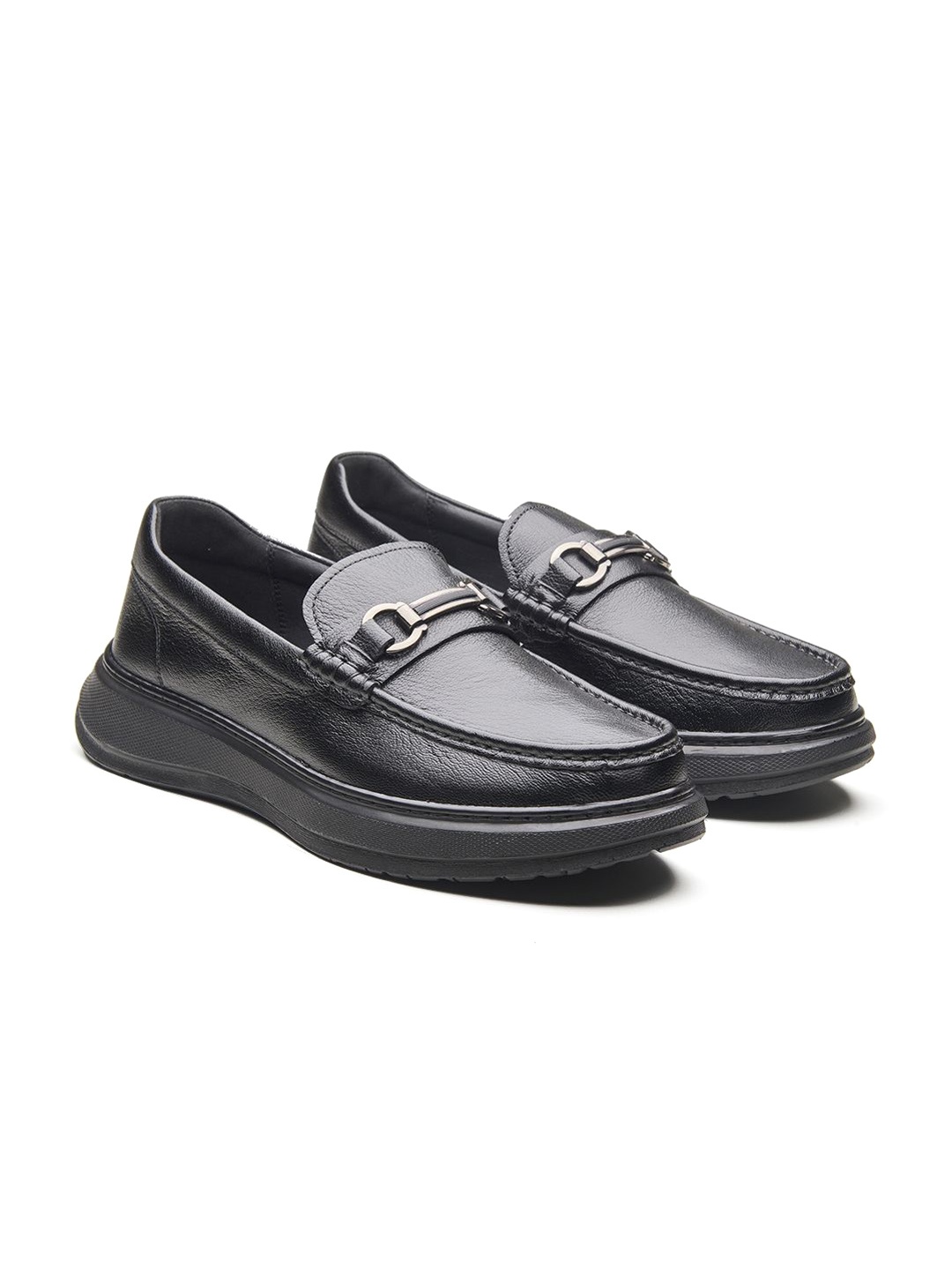 

MICHAEL ANGELO Men Leather Formal Loafers, Black