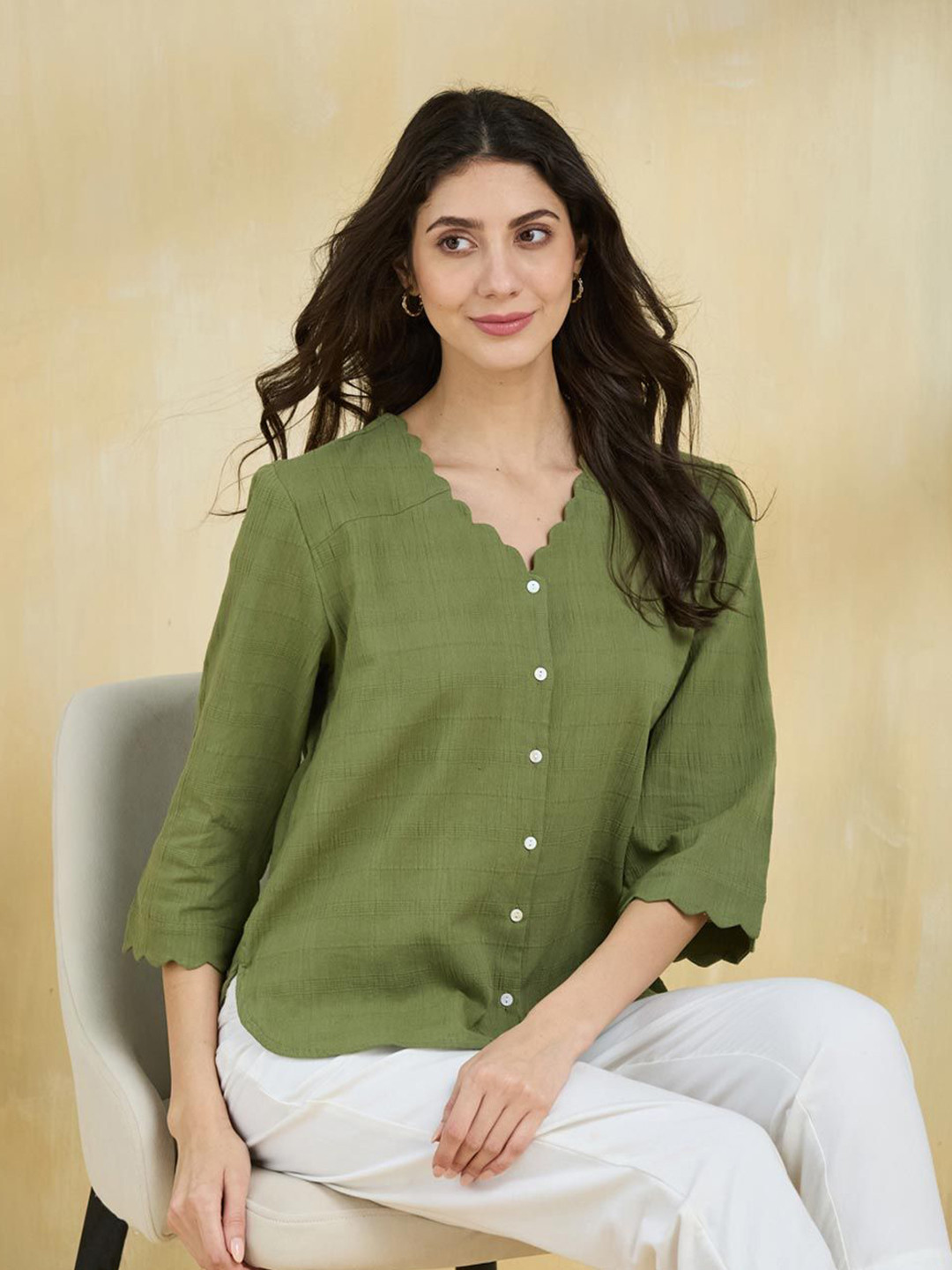 

Fabindia Cotton Top, Green