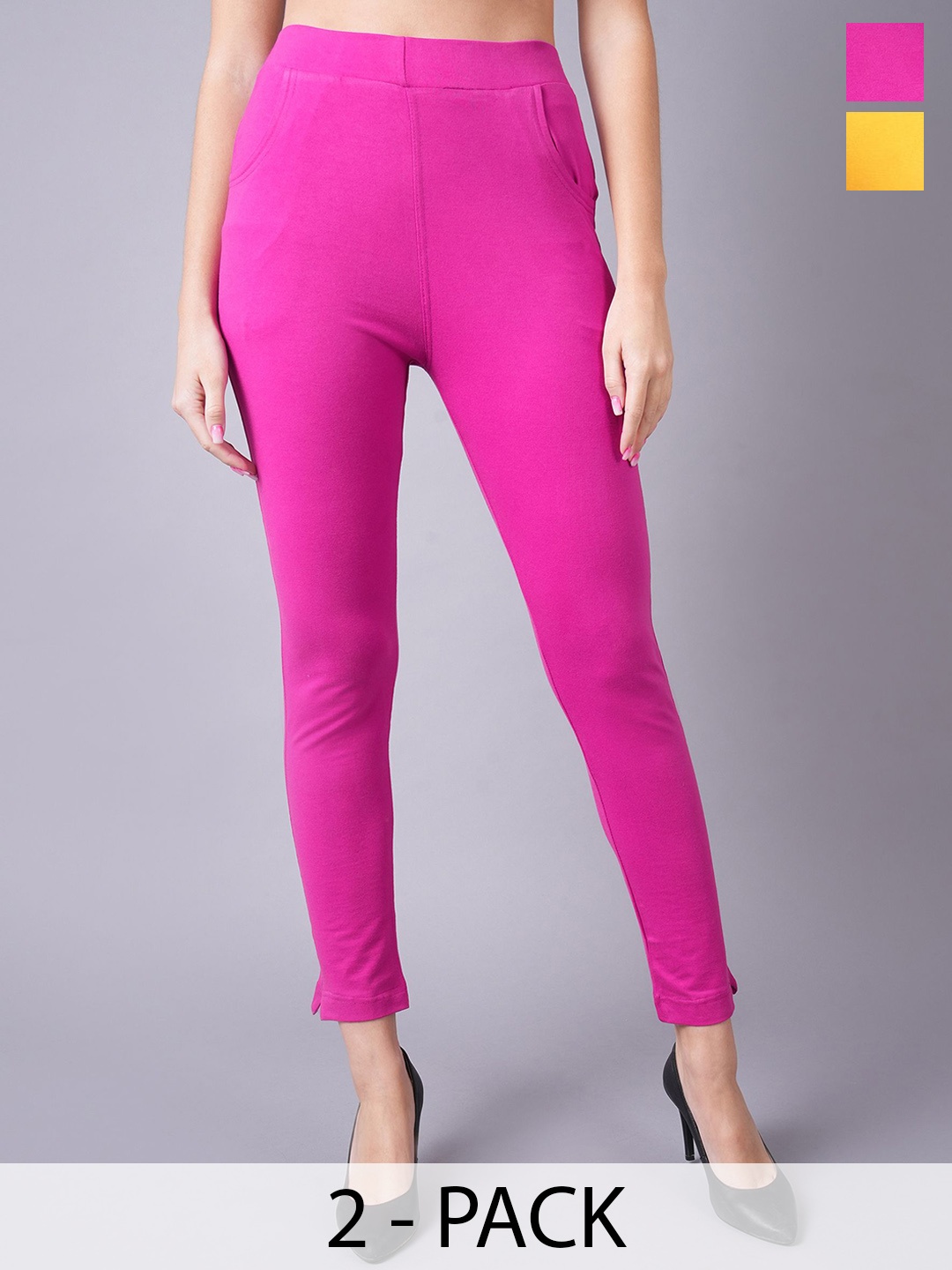 

Valles365 by S.C. Pack Of 2 Ankle Length Leggings, Magenta