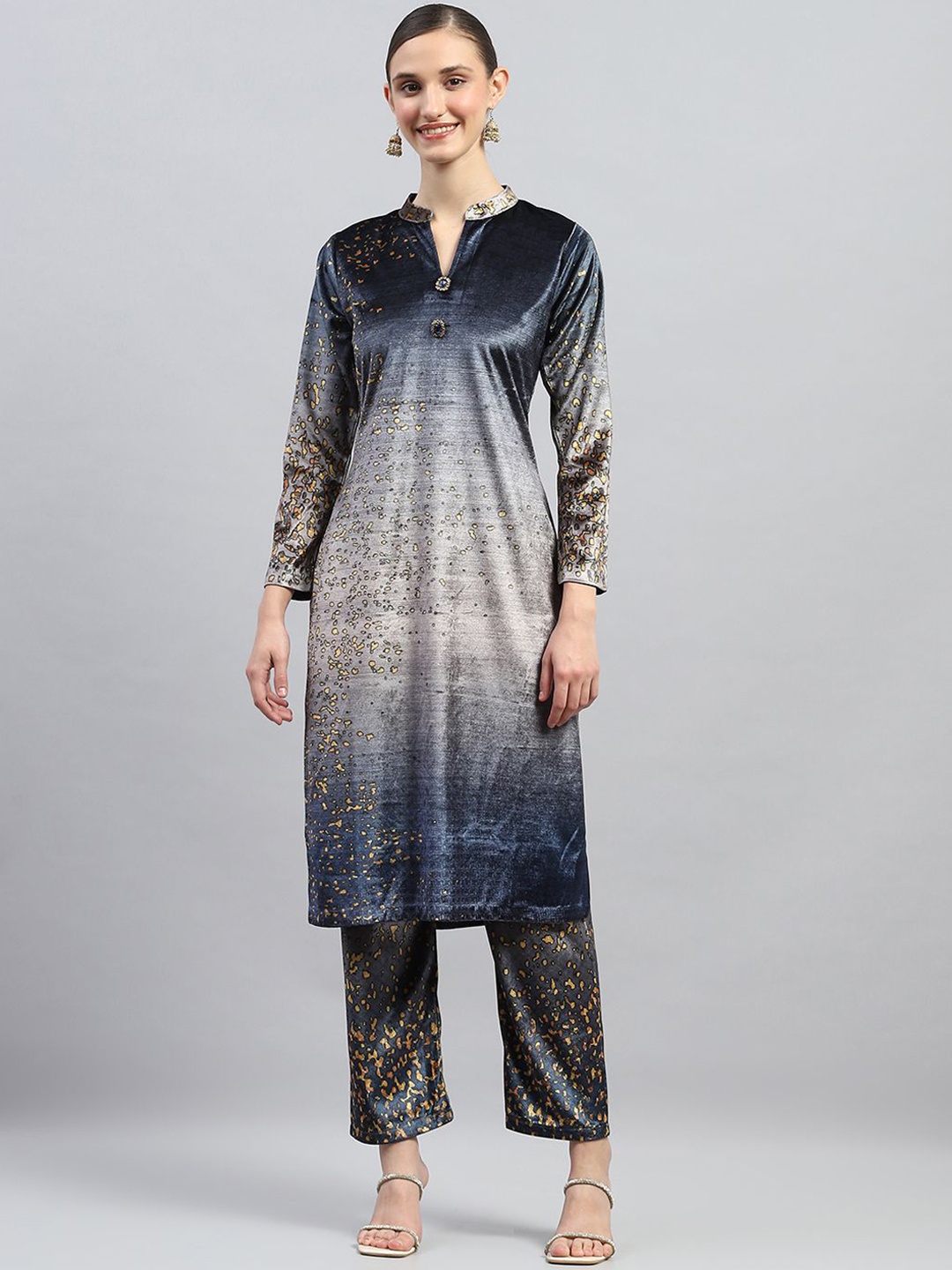 

Monte Carlo Women Ombre Printed Regular Kurta with Trousers, Blue