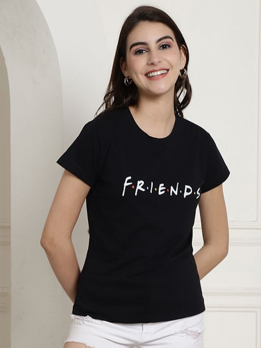

Dreambe Women Printed T-shirt, Black