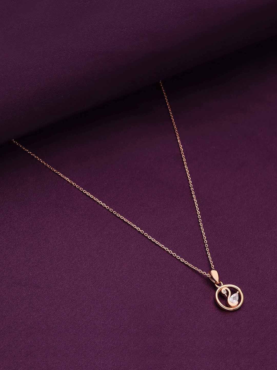 

KAI JEWEL Rose Gold-Plated Stone-Studded Pendants With Chains