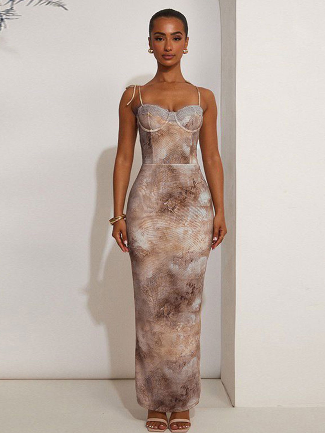 

MIAKEE Floral Print Maxi Dress, Grey