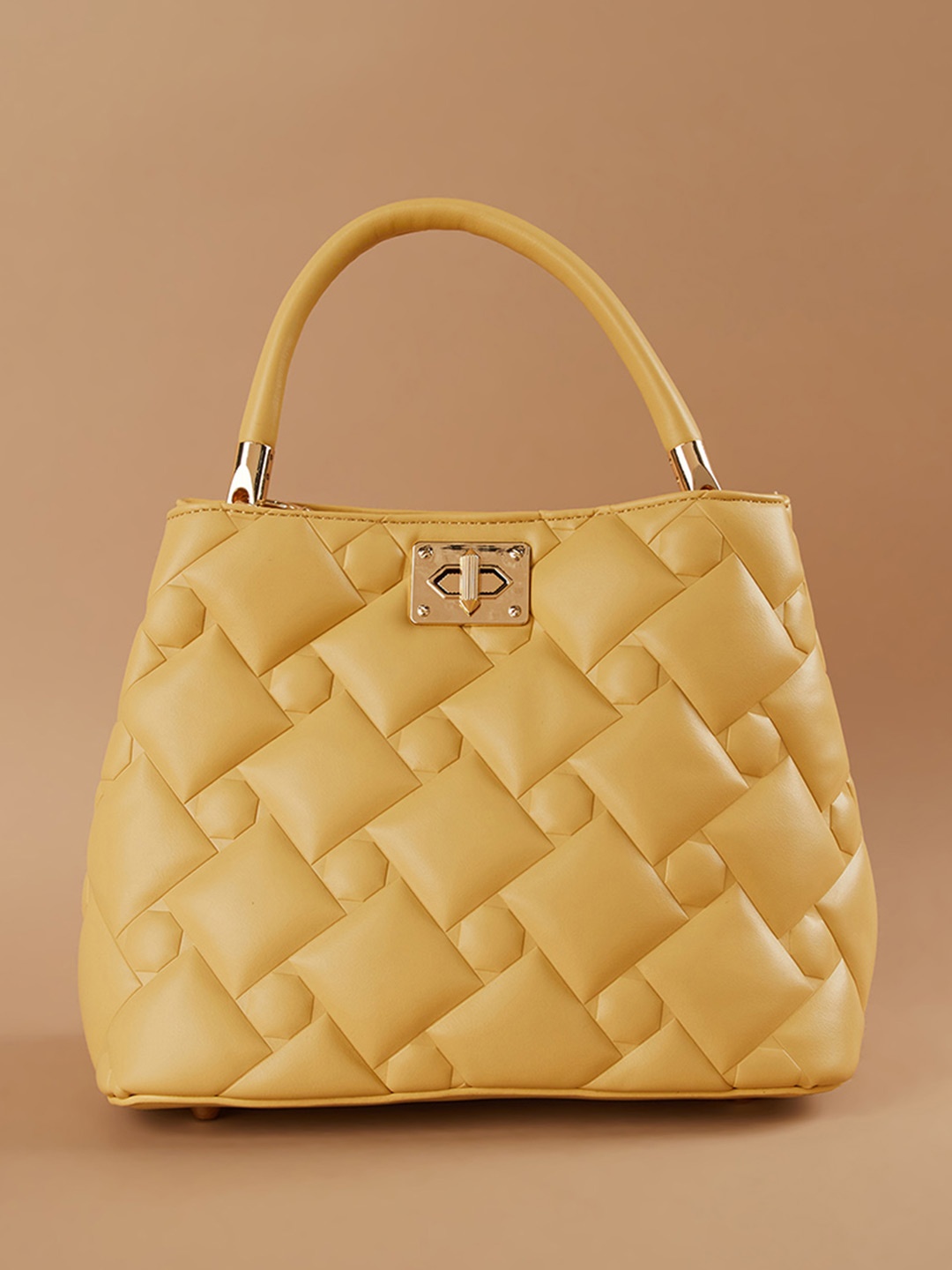 

Ginger by Lifestyle PU Structured Handheld Bag with Quilted, Yellow