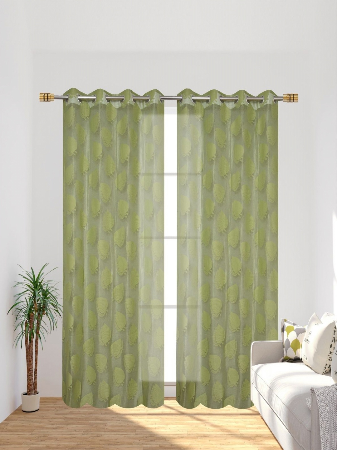 

Galaxy Home Decor Green Set of 2 Sheer Window Curtain