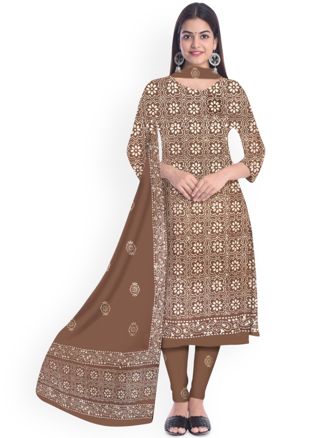 

Farooq Dyeing Printed Pure Cotton Unstitched Dress Material, Brown