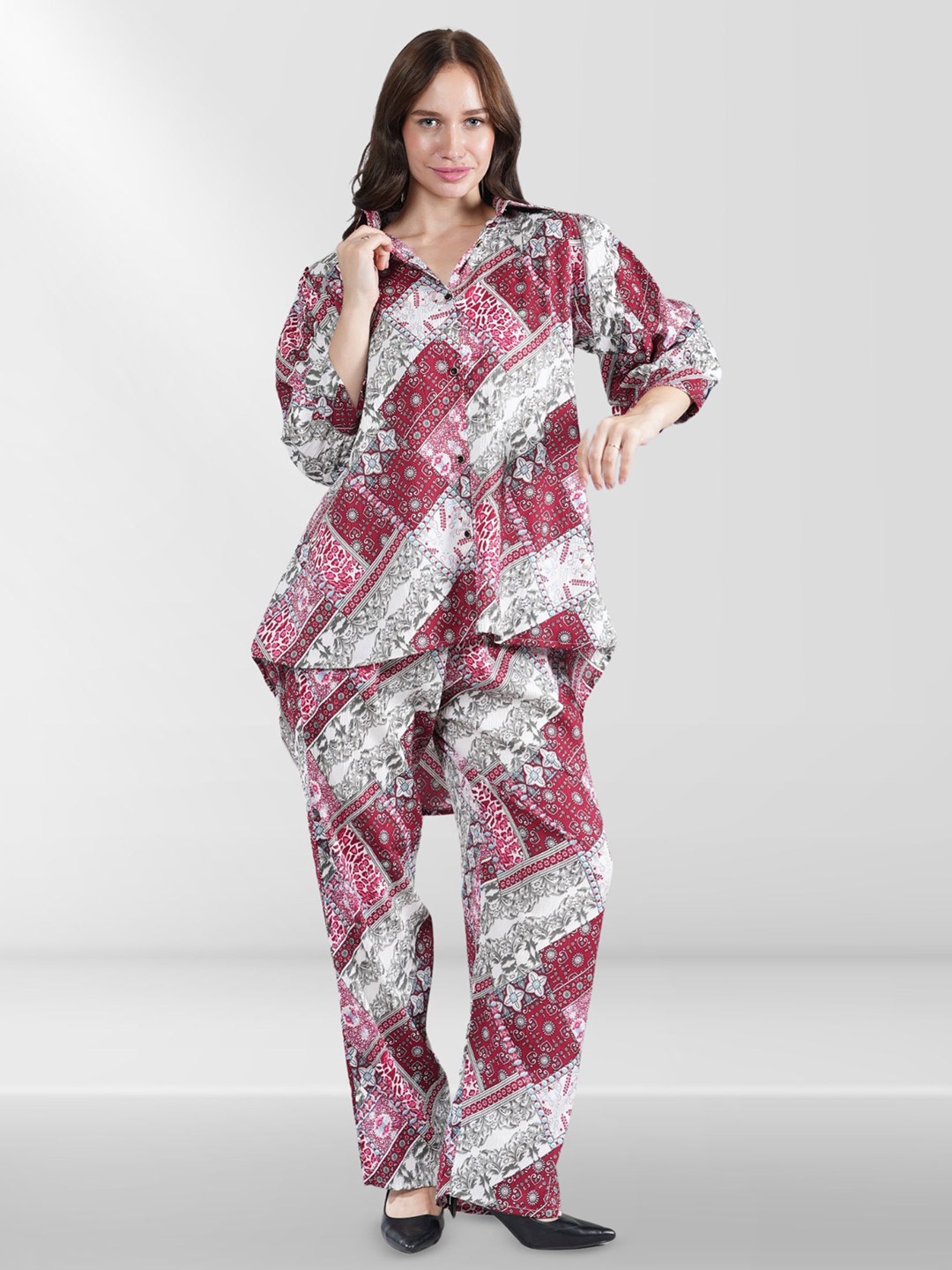 

Belfry Printed Shirt With Trouser Co-Ords, Red