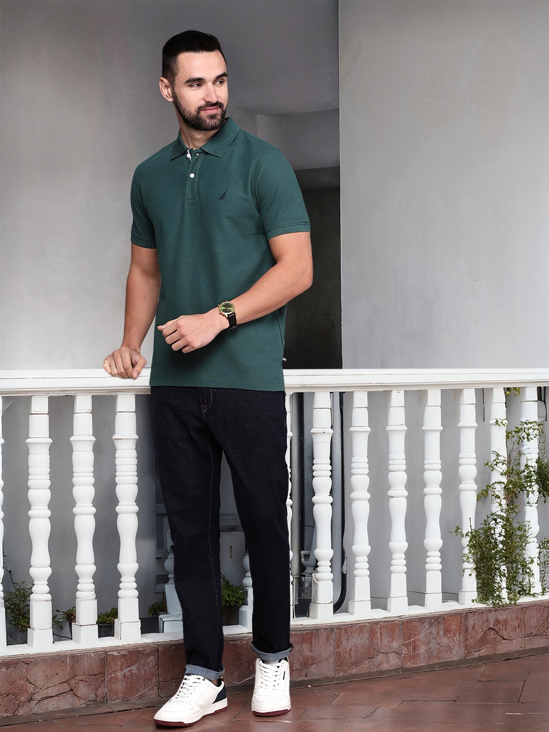 

Nautica Polo Collar Pure Cotton T-shirt, Green