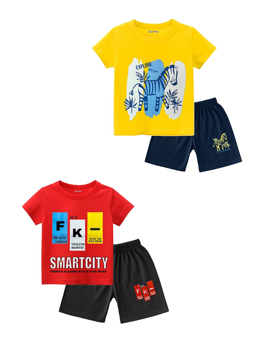 

BAESD Boys Printed T-shirt with Shorts, Red
