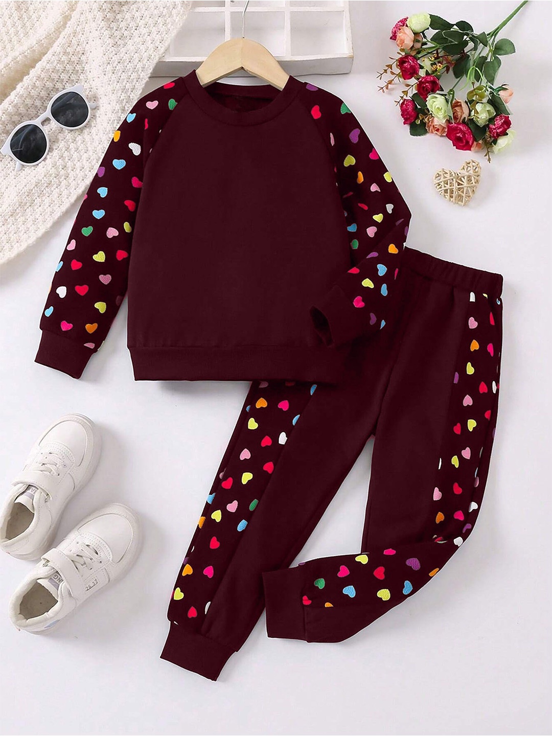 

BAESD Girls Printed Top with Trousers, Purple