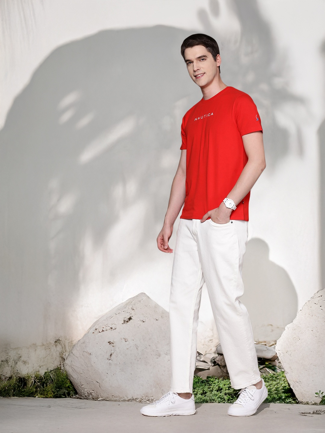 

Nautica High IQ Lasting Colour Printed T-shirt, Red