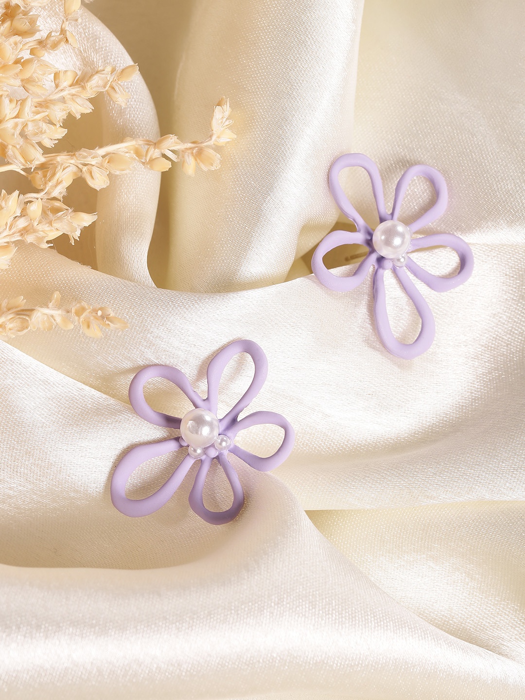 

DressBerry Floral Studs Earrings, Purple