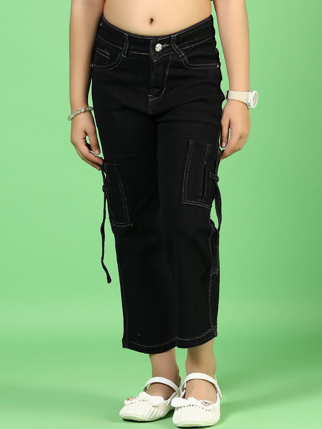 

V-Mart Girls Light Fade Jeans, Black