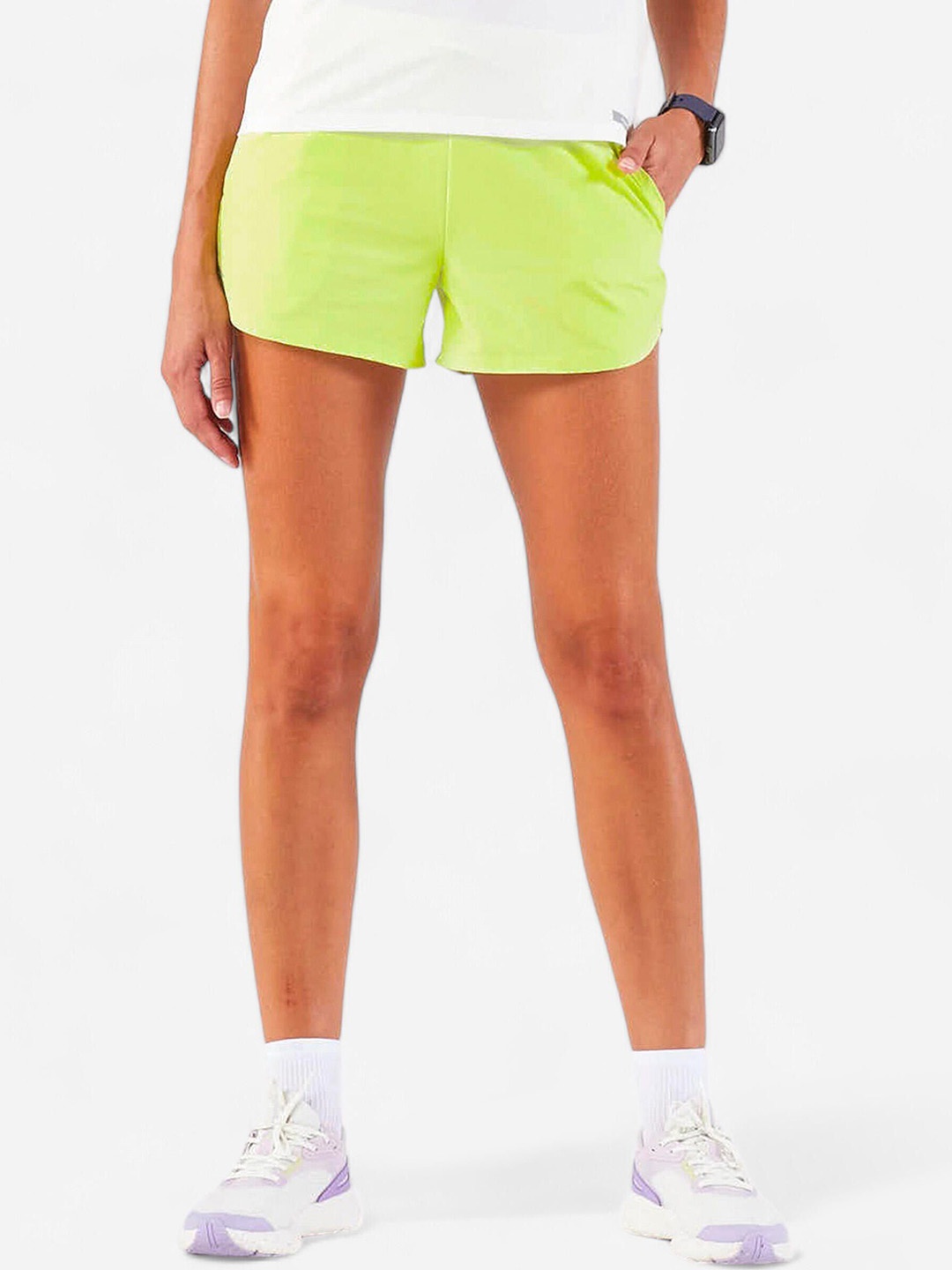 

KIPRUN By Decathlon Running & Trail Running Breathable Shorts KIPRUN Run 500 Dry-yellow, Lime green