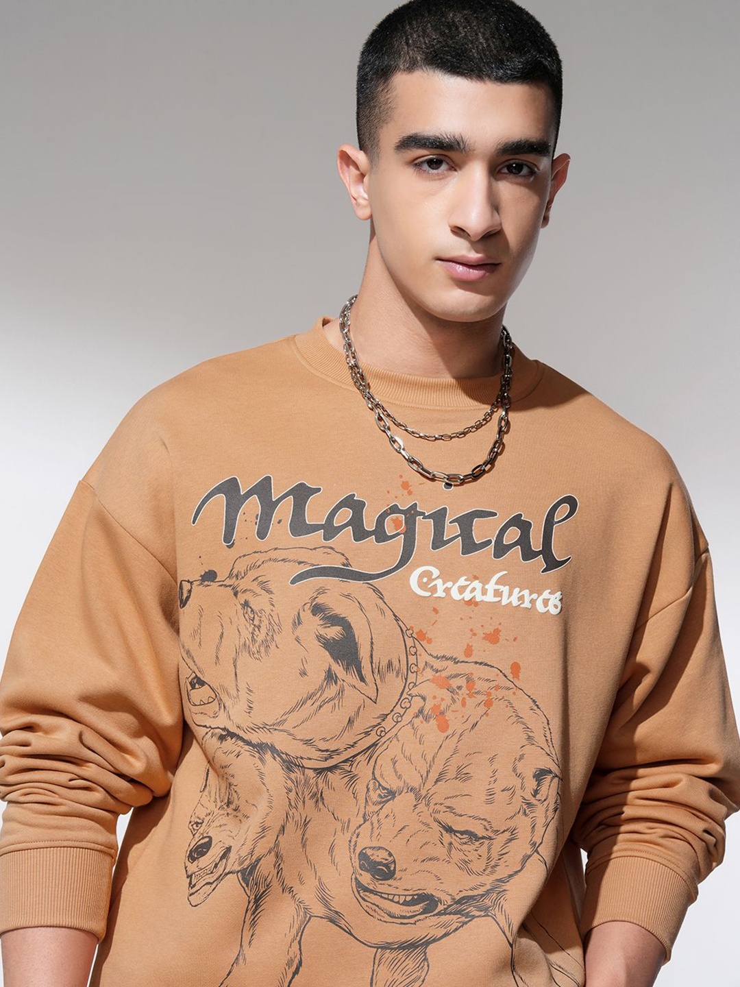 

HIGHLANDER Men Printed Sweatshirt, Brown