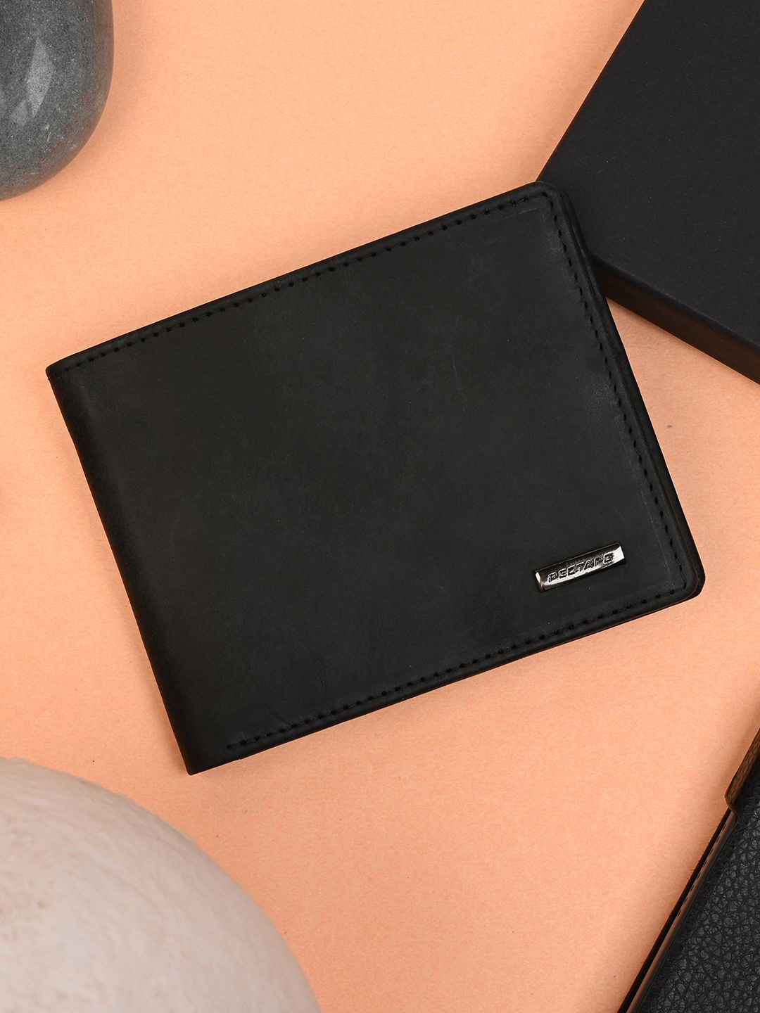 

Red Tape Men Leather Two Fold Wallet, Black