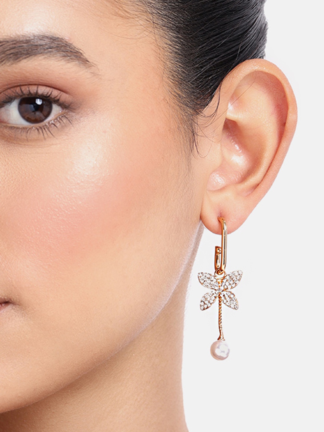 

DressBerry Floral Design Drop Earrings, Gold