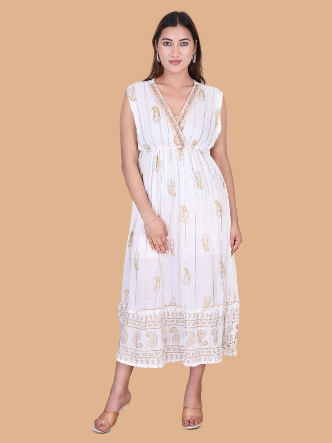 

Moda Rapido Floral Print Crepe Maxi Dress, White
