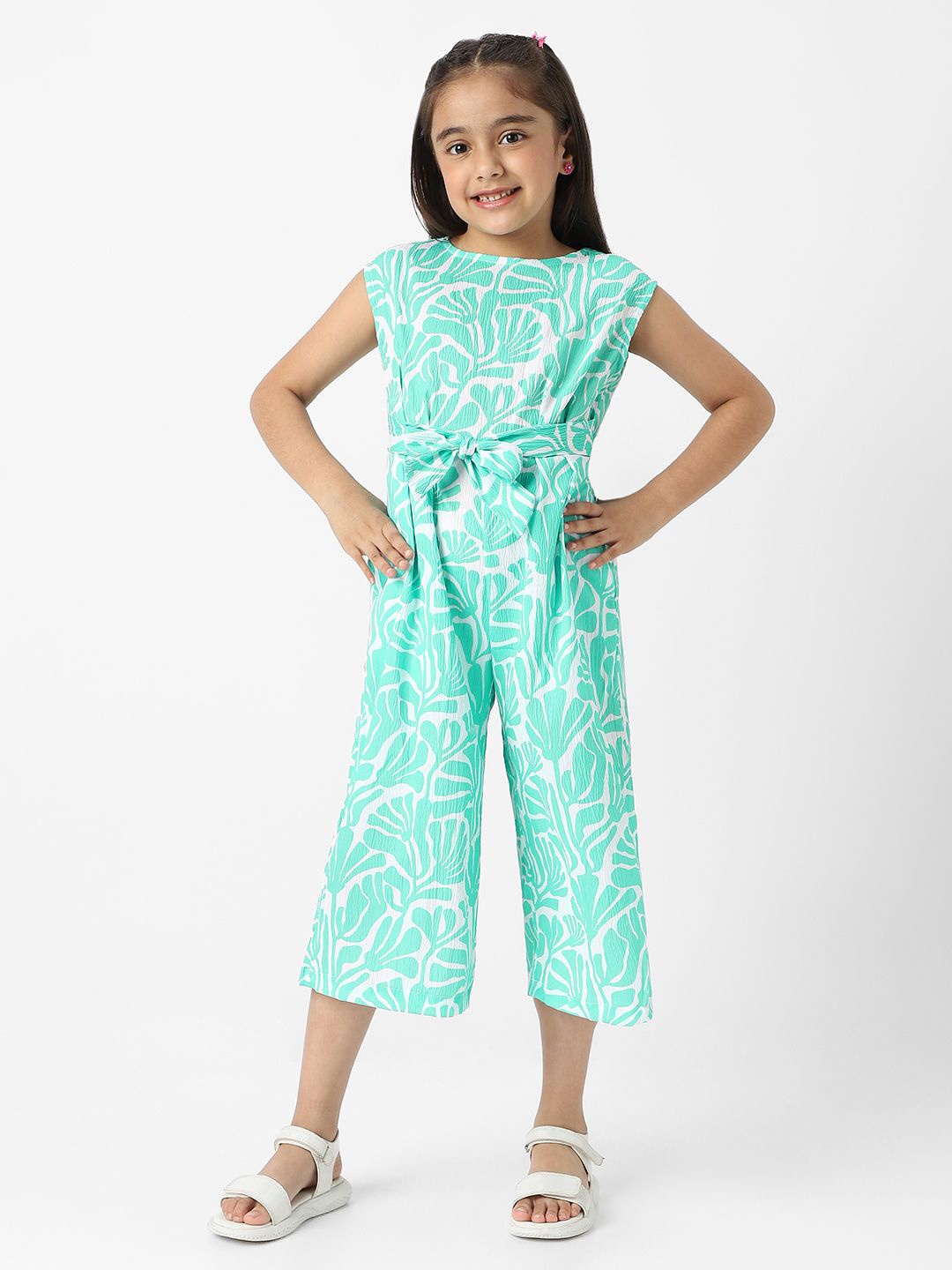 

Nauti Nati Girls Printed Capri Jumpsuit, Sea green