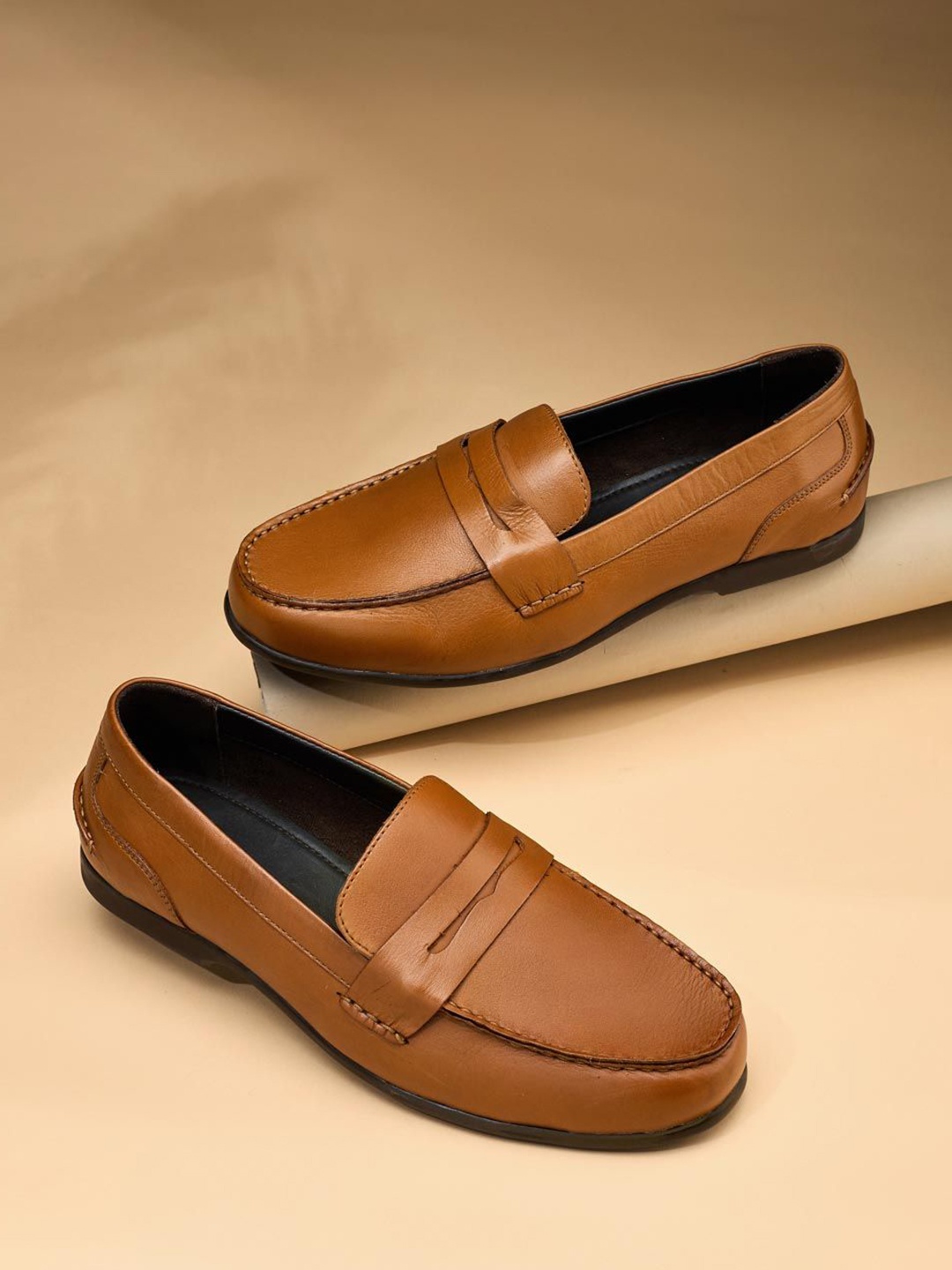 

Fabindia Men Leather Loafers, Tan