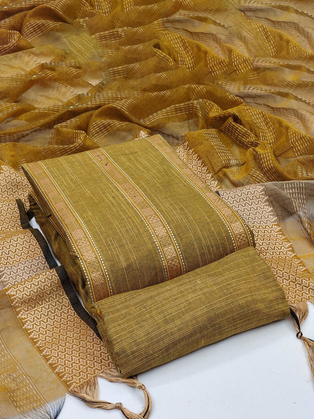 

SHADOW & SAINING Unstitched Dress Material, Mustard