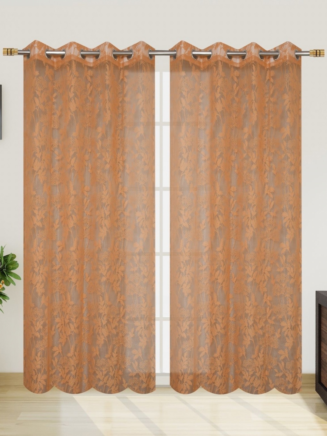 

Galaxy Home Decor Gold-Toned Set of 2 Sheer Window Curtain