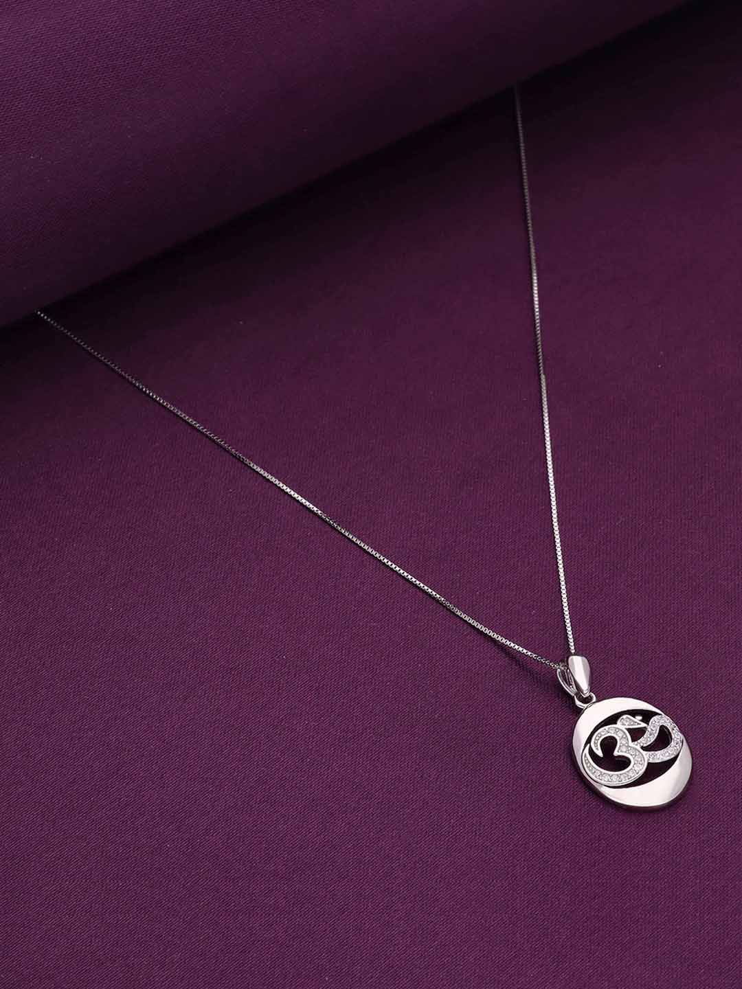 

KAI JEWEL Rhodium-Plated Stone-Studded Pendants With Chains, Silver
