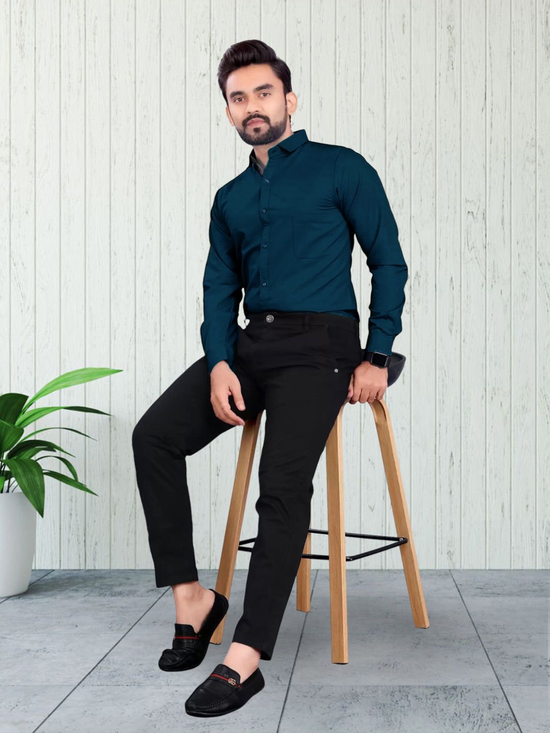 

Moda Rapido Men Standard Opaque Formal Shirt, Teal