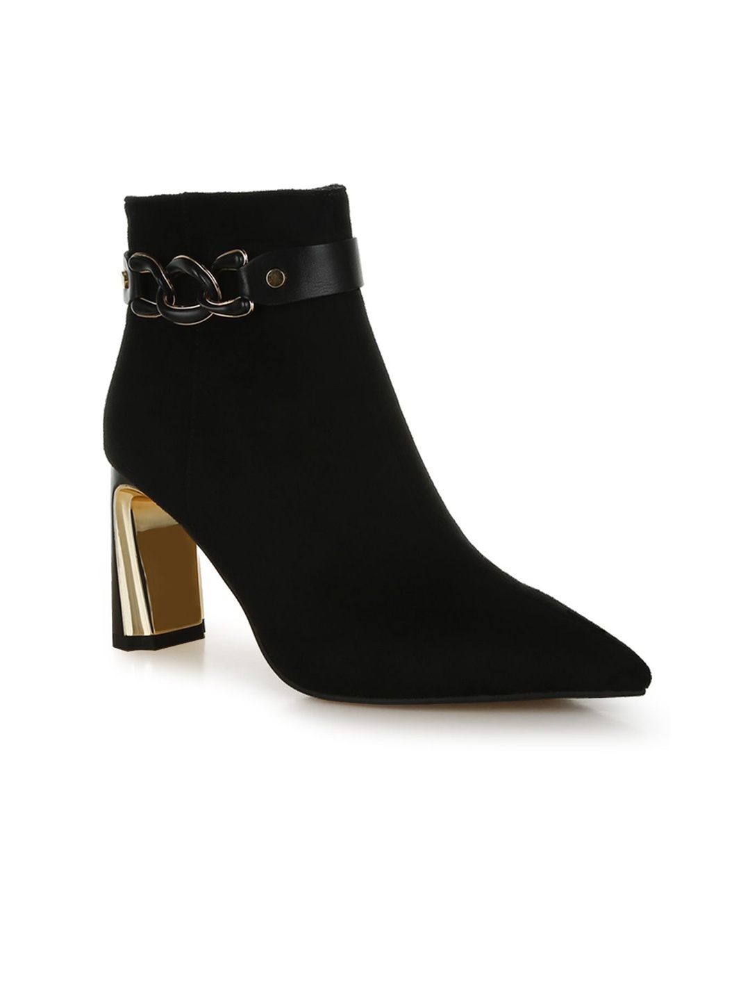 

London Rag Women Chain Belt Detail Ankle Boots, Black