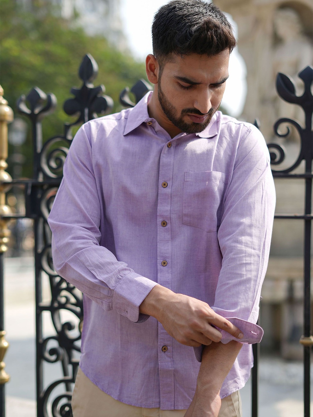 

Earthy Route Men Comfort Opaque Formal Shirt, Lavender