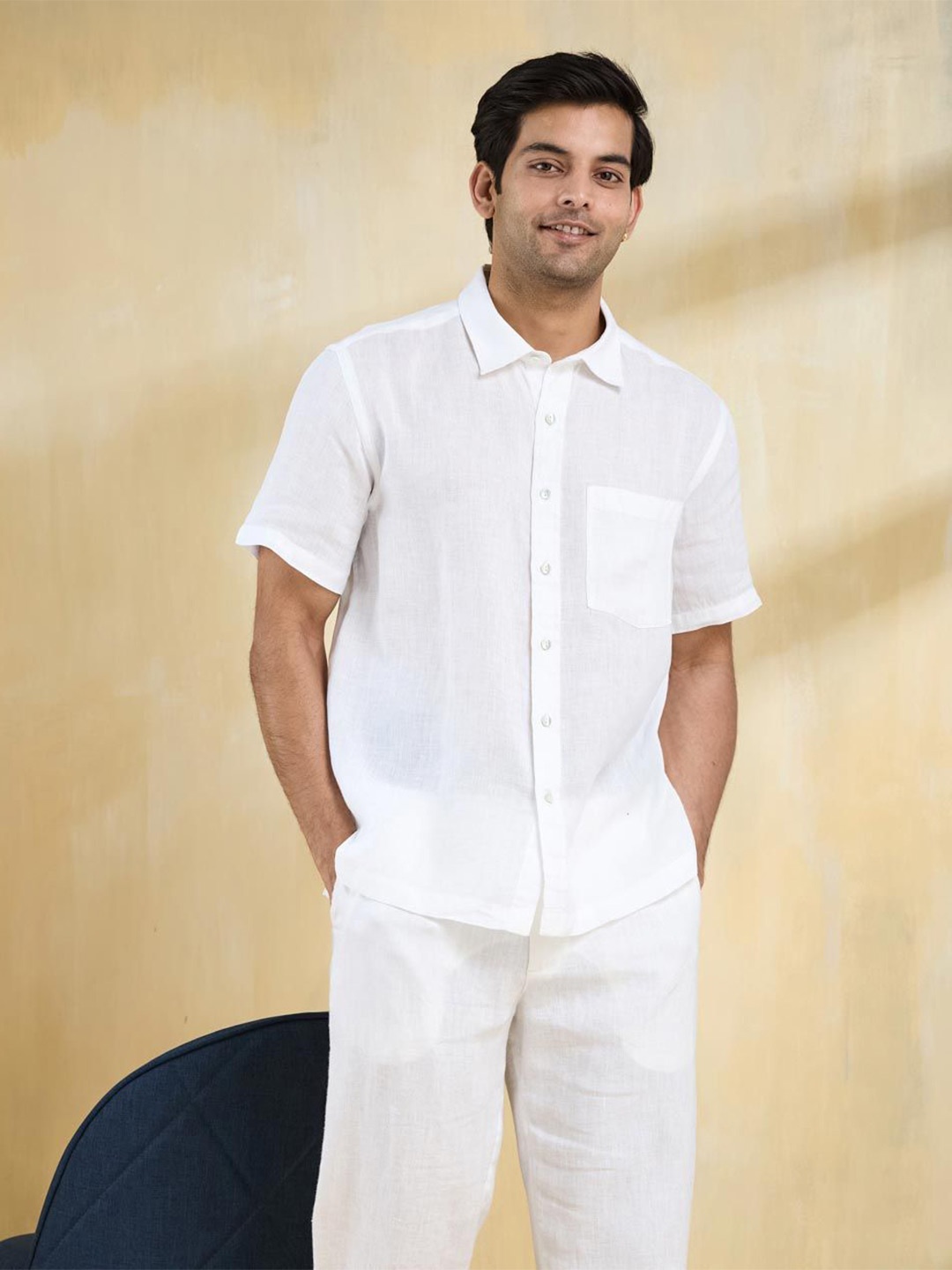 

Fabindia Men Opaque Party Shirt, White