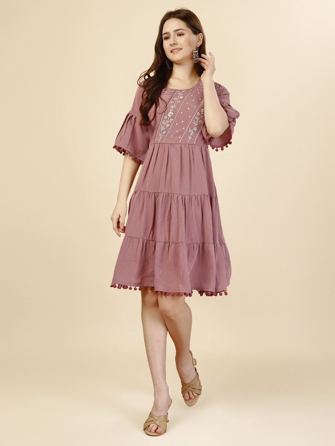 

all about you Embellished Georgette Fit & Flare Dress, Pink