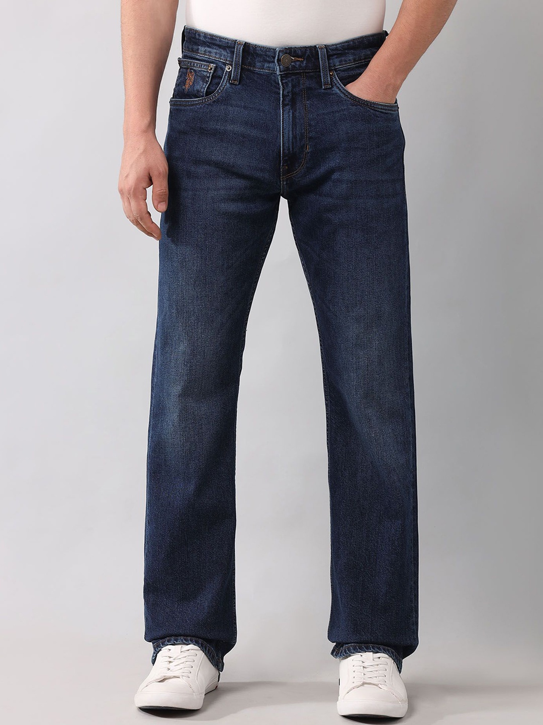 

U.S. Polo Assn. Denim Co. Men Bootcut Light Fade Stretchable Jeans, Blue