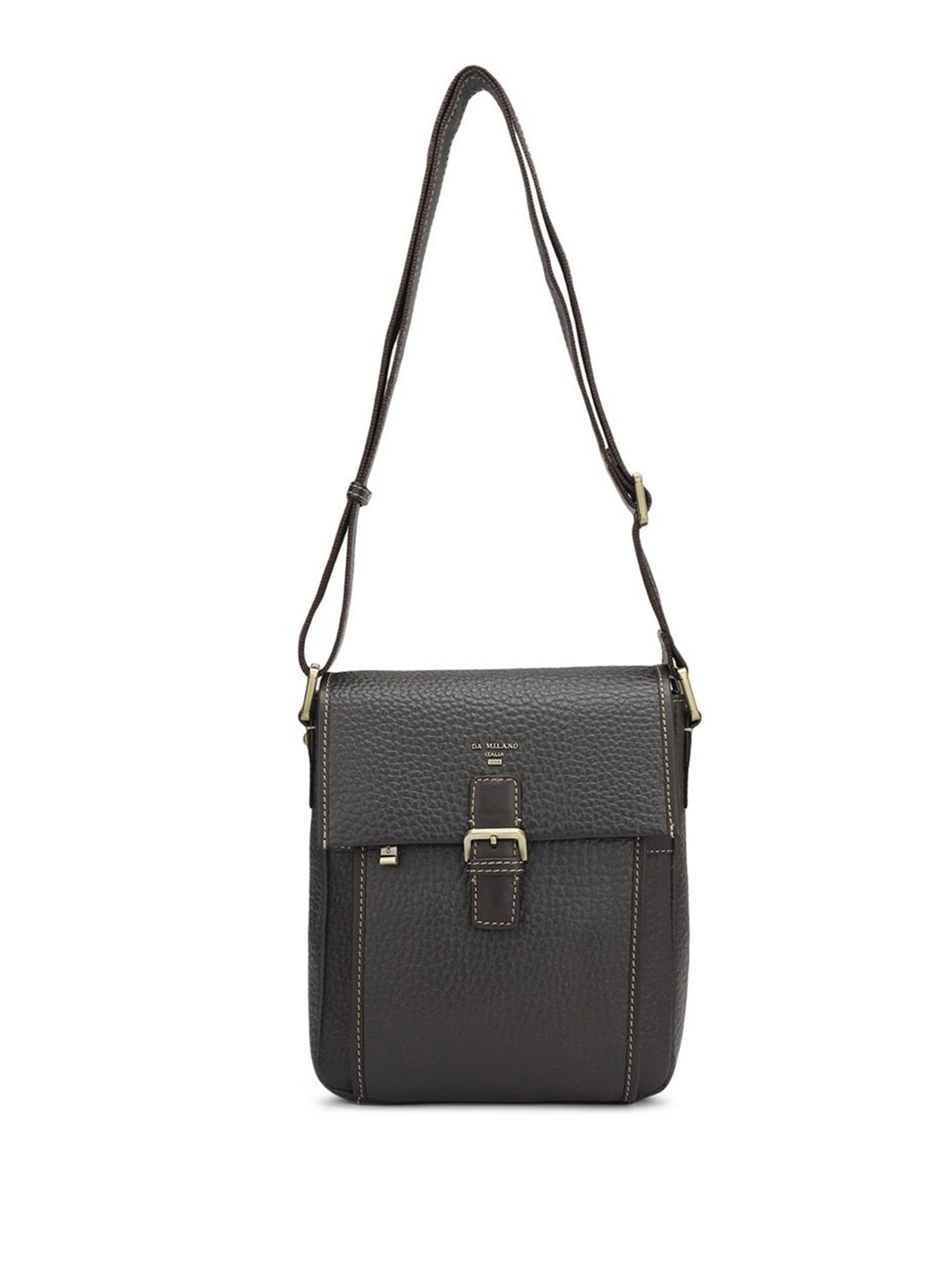 

Da Milano Men Textured Messenger Bag, Brown