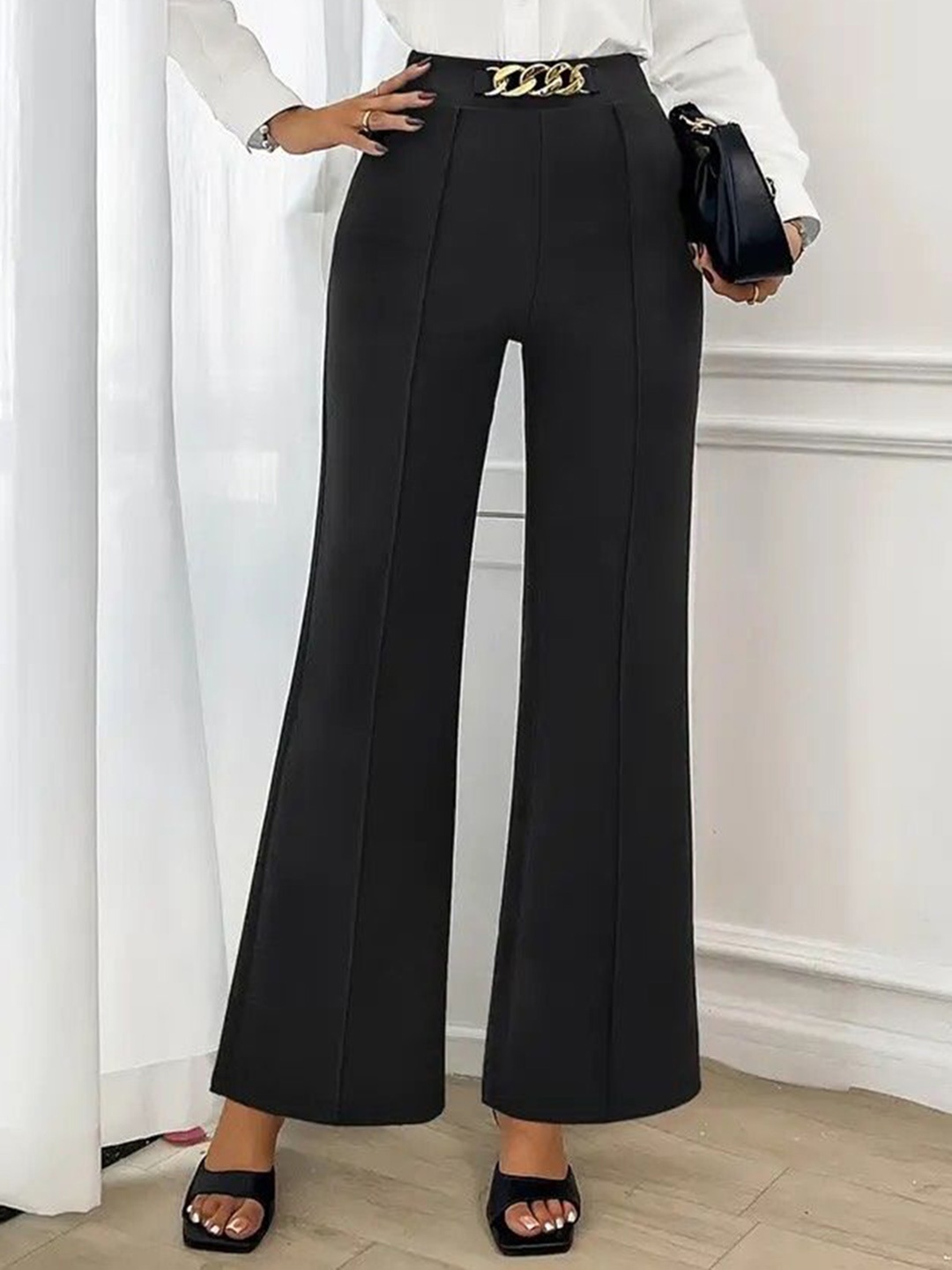 

KASHIAN Women Comfort Flared Trousers, Black