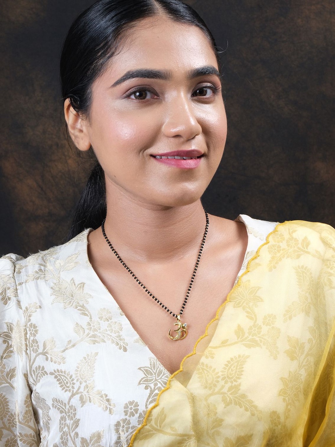 

Sica Jewellery Rhodium-Plated Artificial Beads Mangalsutra, Black