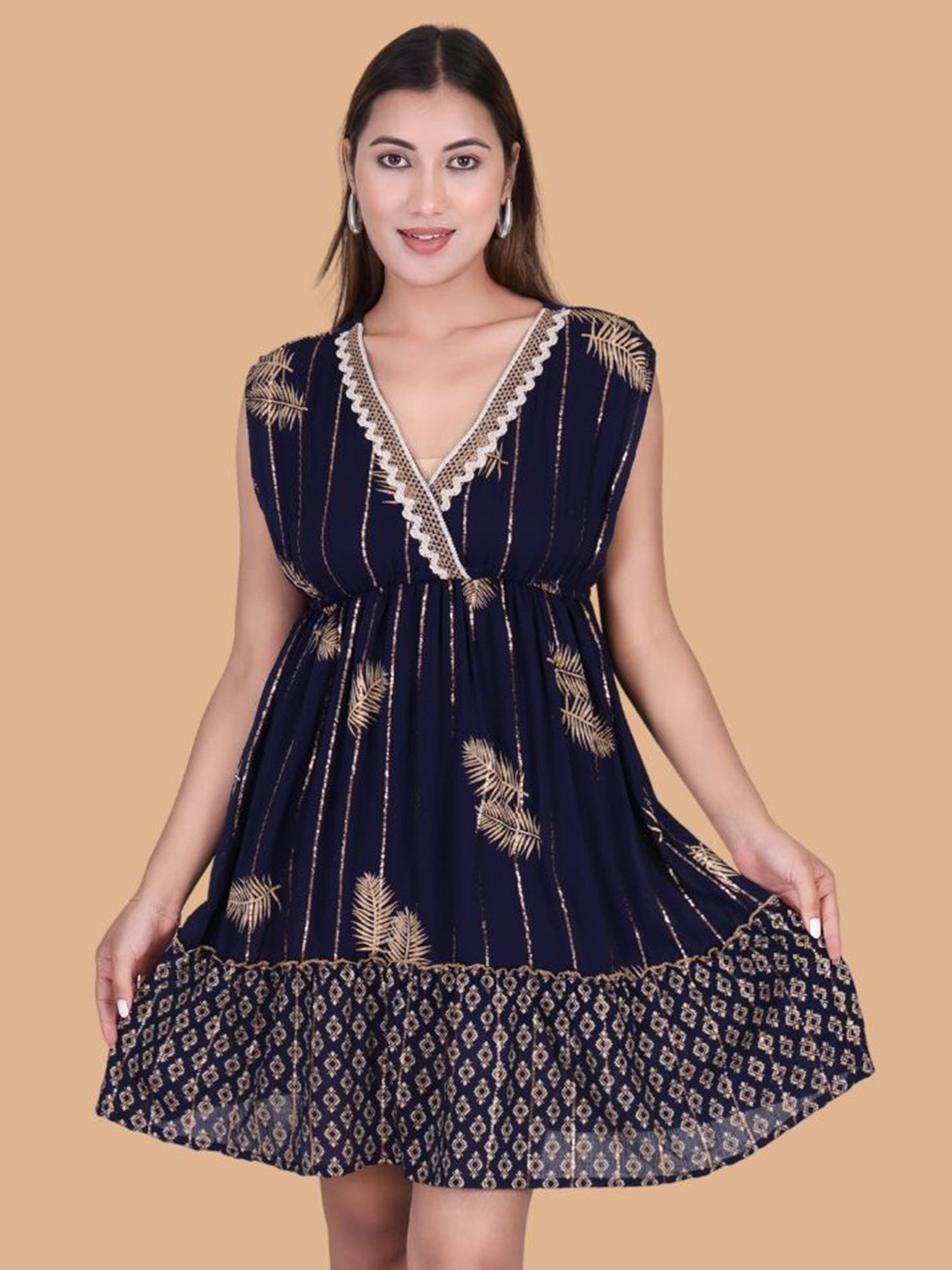 

Moda Rapido Crepe Fit & Flare Dress, Navy blue