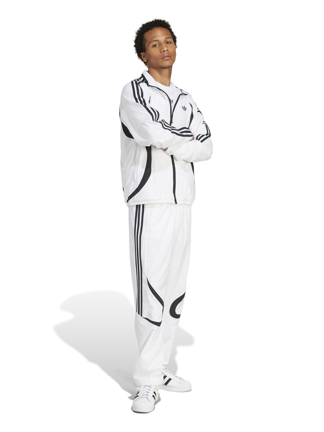 

ADIDAS Originals Men Longline Training or Gym Quilted Jacket with Patchwork, White