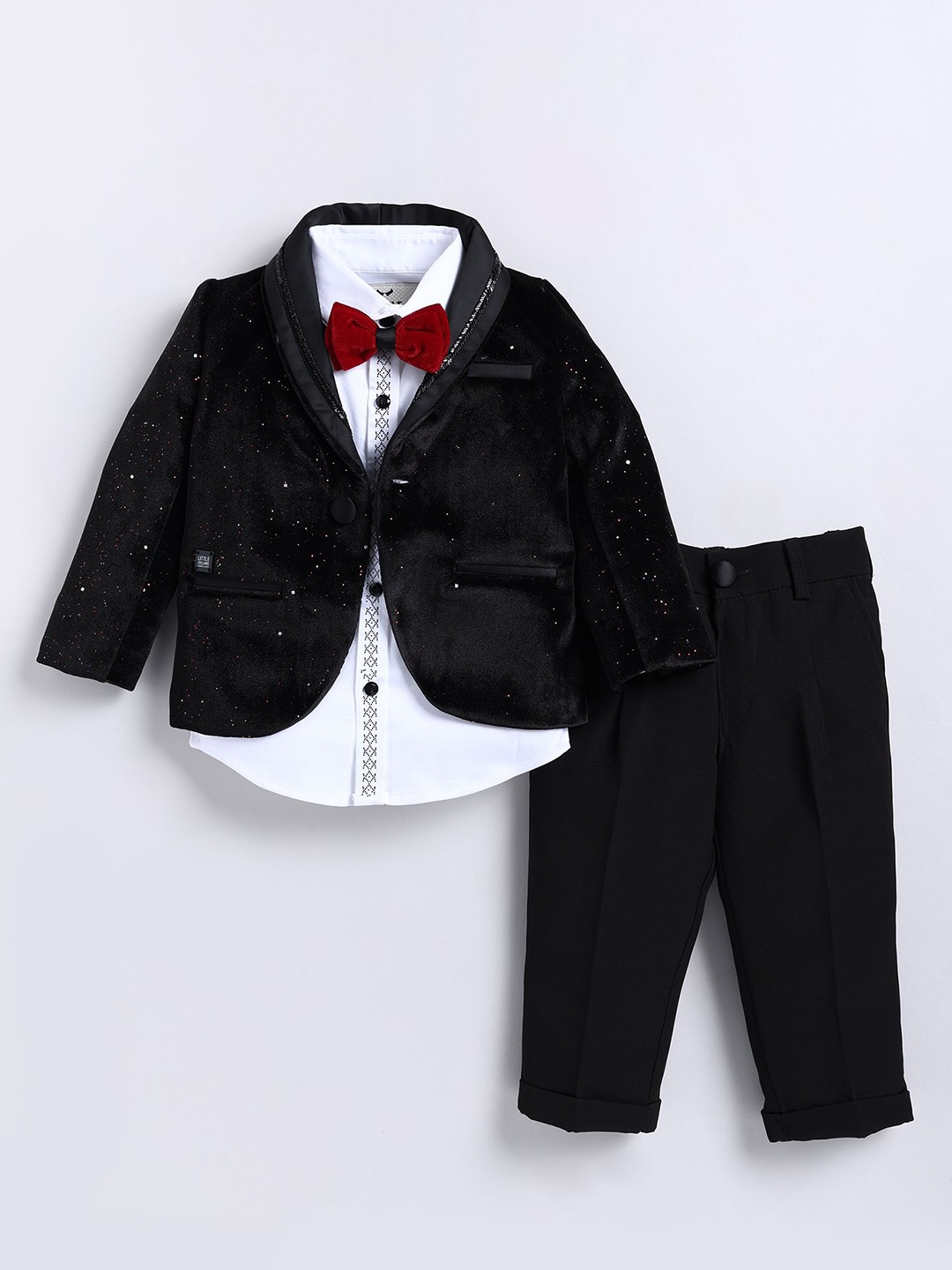 

LITTLE COLLARS 3-Piece Single-Breasted Suits, Black