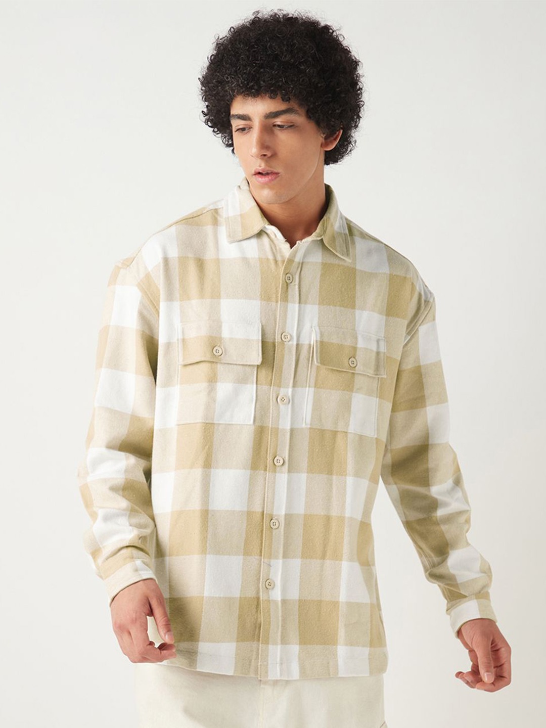 

Bewakoof Men Standard Opaque Checked Casual Shirt, Beige