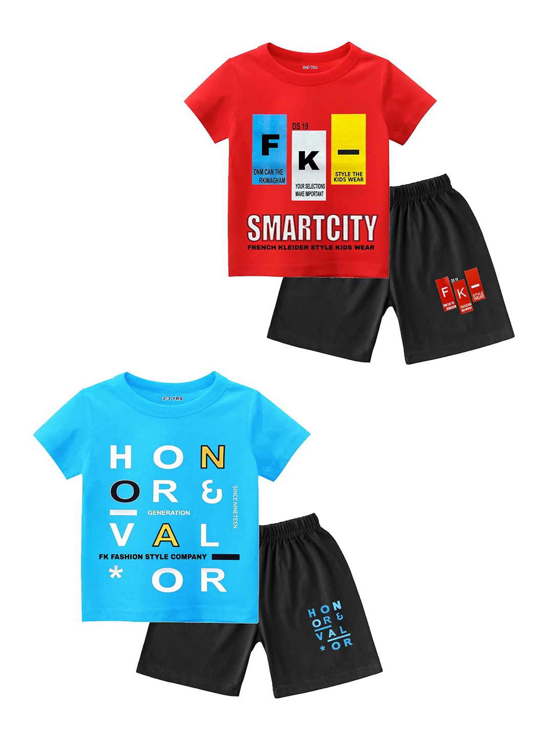

BAESD Boys Printed T-shirt with Shorts, Red