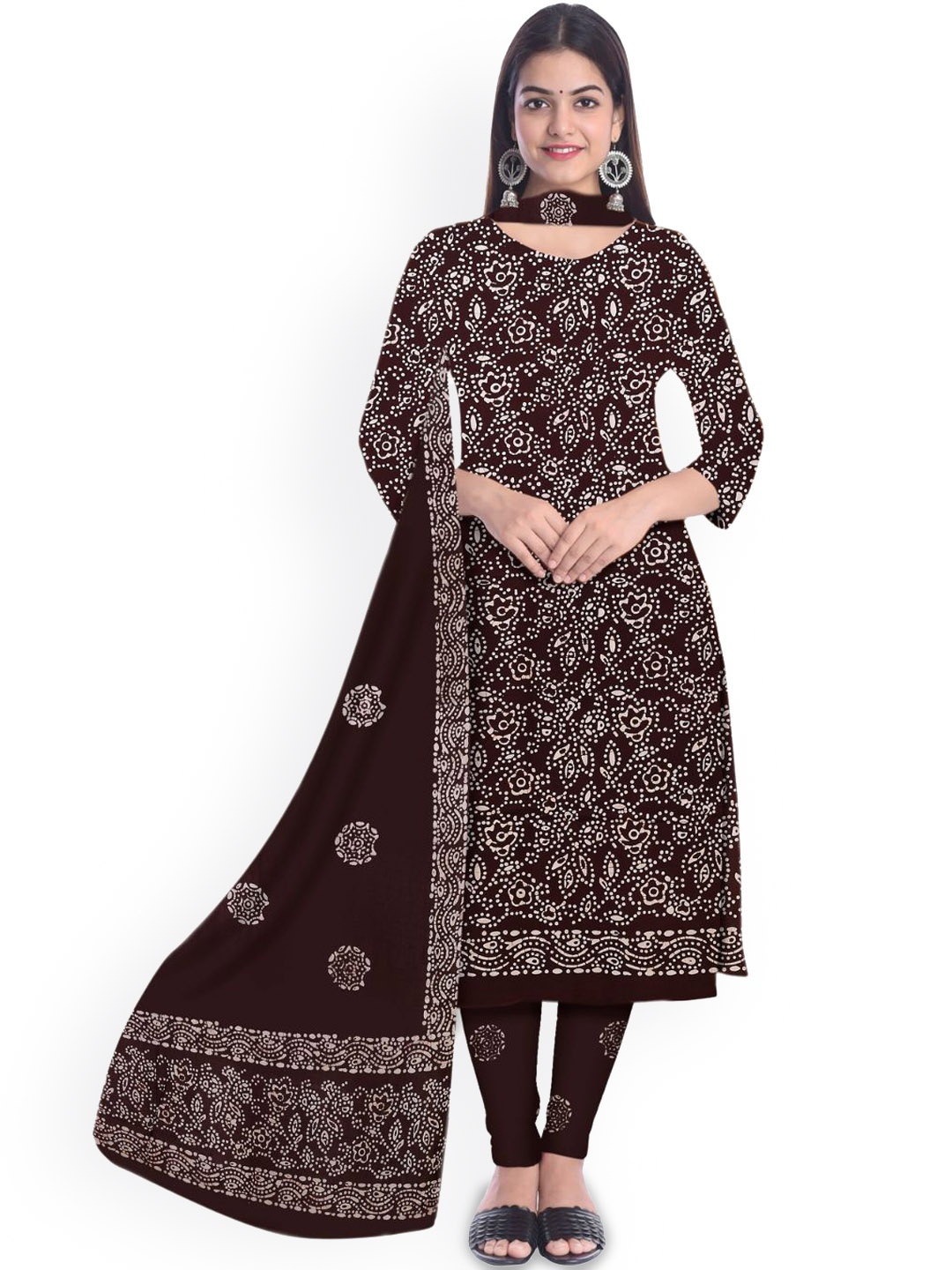 

Farooq Dyeing Printed Pure Cotton Unstitched Dress Material, Brown